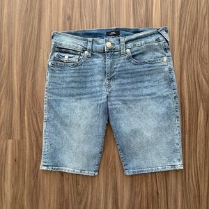 True Religion Shorts Mens 33x11 Blue Stretch Ricky Relaxed Straight Denim